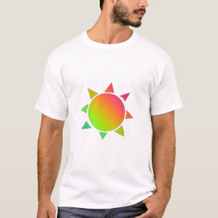 黒い背景を持つ虹色の太陽 Tシャツ