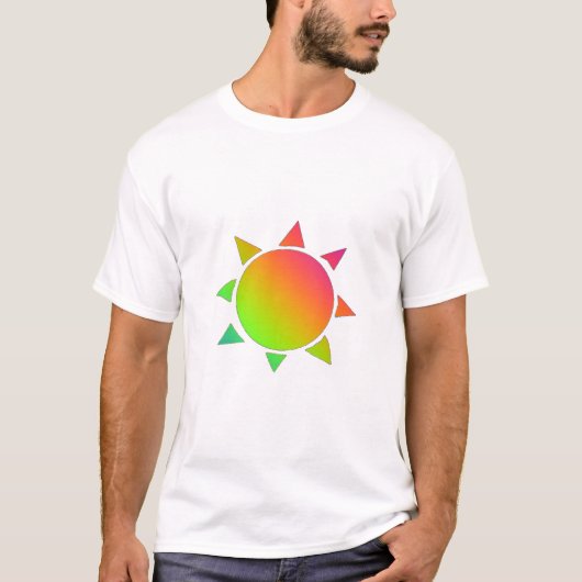 黒い背景を持つ虹色の太陽 Tシャツ (正面)