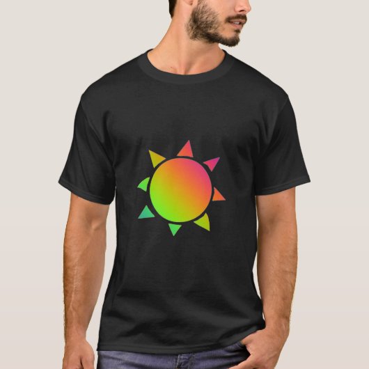 黒い背景を持つ虹色の太陽 Tシャツ (正面)