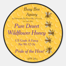黒い背景を持つ蜂とハニカムリングや輪 ラウンドシール