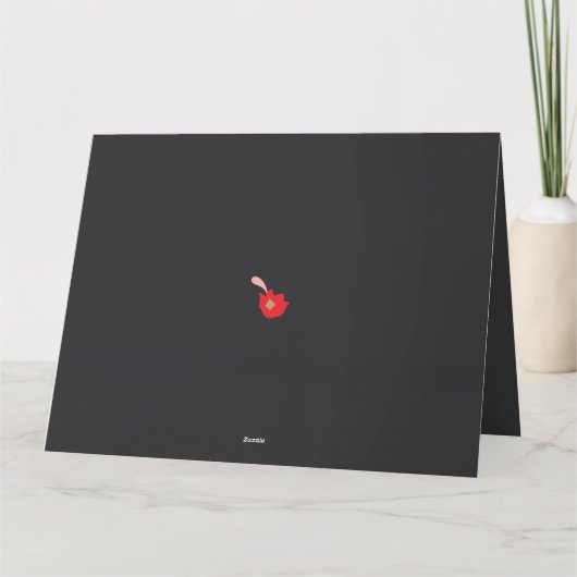 黒い背景を持つ赤い花 サンキューカード (裏面)