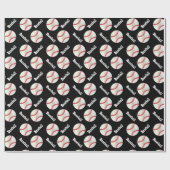 黒い背景を持つ野球ボール ラッピングペーパー (フラット)