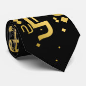 黒い背景を持つ金色のアラビア文字 ネクタイ (ロール)