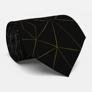 黒い背景を持つ金色の線 ネクタイ