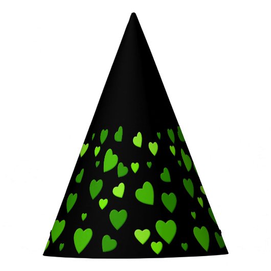 黒い背景を持つ1000のハート パーティーハット (正面)