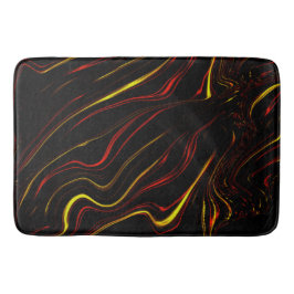 黒い背景バス上の波状の赤い金ゴールドの長いトレース バスマット