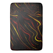 黒い背景バス上の波状の赤い金ゴールドの長いトレース バスマット (正面縦)