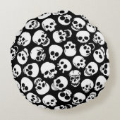 黒い背景パターンのスカル ラウンドクッション (裏面)