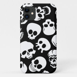 黒い背景パターンのスカル iPhone 11 ケース