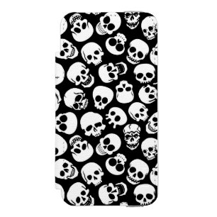 黒い背景パターンのスカル iPhone SE/5/5sウォレットケース