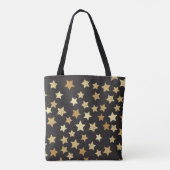 黒い背景パターンの黄金の星 トートバッグ (裏面)