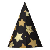 黒い背景パターンの黄金の星 パーティーハット (裏面)