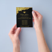 黒い背景フライヤーにビーのロゴ チラシ (手)