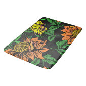 黒い背景ポップ・アートのから明るい花 バスマット (アングル)