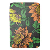 黒い背景ポップ・アートのから明るい花 バスマット (正面縦)