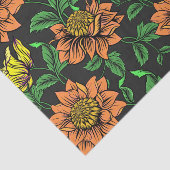 黒い背景ポップ・アートのから明るい花 薄葉紙 (詳細)