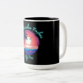 黒い背景ミニマリストロゴ ツートーンマグカップ (正面右)