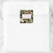 黒い背景ラベルの植物性ラズベリー スクエアシール (バッグ)