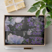 黒い背景組織に紫色の花色 薄葉紙 (ギフト)