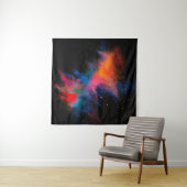 黒い背景色でカラフルパウダーを立ち上げ タペストリー (インサイチュ(横))