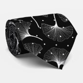 黒い背景葉に白い抽象芸術 ネクタイ (ロール)