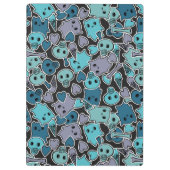 黒い背景2のスカルおよびハート クリップボード (裏面)