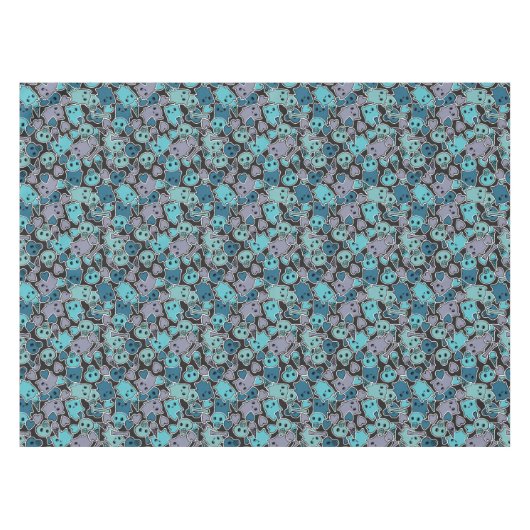 黒い背景2のスカルおよびハート テーブルクロス (正面(横))