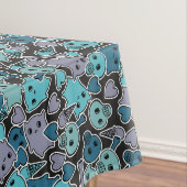 黒い背景2のスカルおよびハート テーブルクロス (インサイチュ)