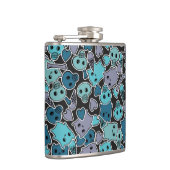 黒い背景2のスカルおよびハート フラスク (右)