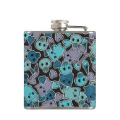 黒い背景2のスカルおよびハート フラスク (裏面)