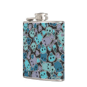 黒い背景2のスカルおよびハート フラスク (左)