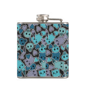 黒い背景2のスカルおよびハート フラスク (裏面)