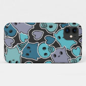 黒い背景2のスカルおよびハート Case-Mate iPhoneケース (裏面(横))