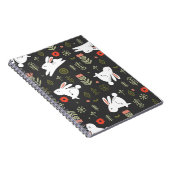 黒い背景、白いウサギ、フローラヴィンテージ。 ノートブック (右側)