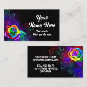 黒い背景(虹のバラ) 名刺 (正面/裏面)