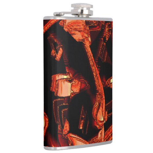 黒い背景、黒いサケまたはサンゴが破壊された フラスク (右)