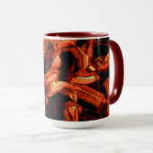 黒い背景、黒いサケまたはサンゴが破壊された マグカップ (正面右)