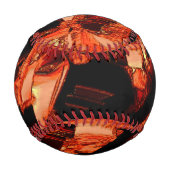 黒い背景、黒いサケまたはサンゴが破壊された 野球ボール (裏面)