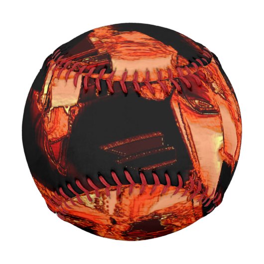 黒い背景、黒いサケまたはサンゴが破壊された 野球ボール (正面)