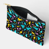 黒い背景aの青い黄色の三角形 アクセサリーポーチ (見開き)