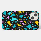 黒い背景aの青い黄色の三角形 iPhoneケース (裏面横)