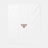 黒い背黒の茶色と白の花のデザイン フリースブランケット (正面)