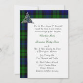 黒い腕時計のタータンチェック格子縞の結婚式 招待状 (正面)