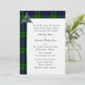 黒い腕時計のタータンチェック格子縞の結婚式 招待状 (スタンド正面)