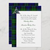 黒い腕時計のタータンチェック格子縞の結婚式 招待状 (正面/裏面)