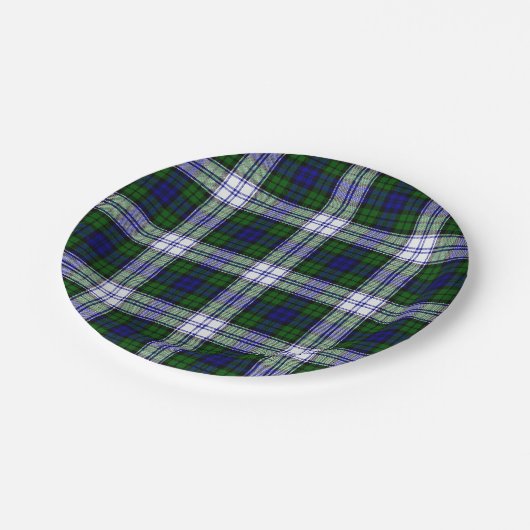 黒い腕時計のファッションのタータンチェック ペーパープレート (アングル)