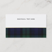 黒い腕時計の格子縞のカスタムな名刺 名刺 (裏面)