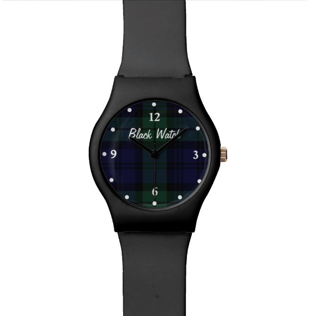 黒い腕時計の格子縞のカスタムの腕時計 腕時計 (クローズアップ)