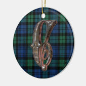 黒い腕時計の格子縞のモノグラムのオーナメント セラミックオーナメント (左)