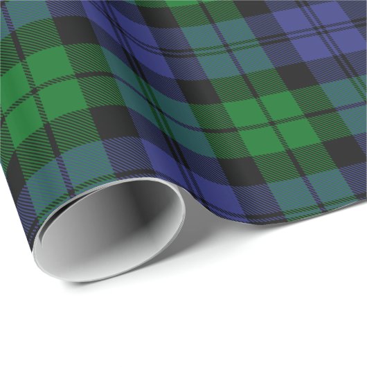 黒い腕時計の軍隊のタータンチェック ラッピングペーパー (ロールコーナー)